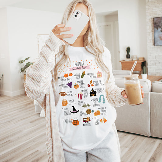 autumn bucket list t-skjorte høst