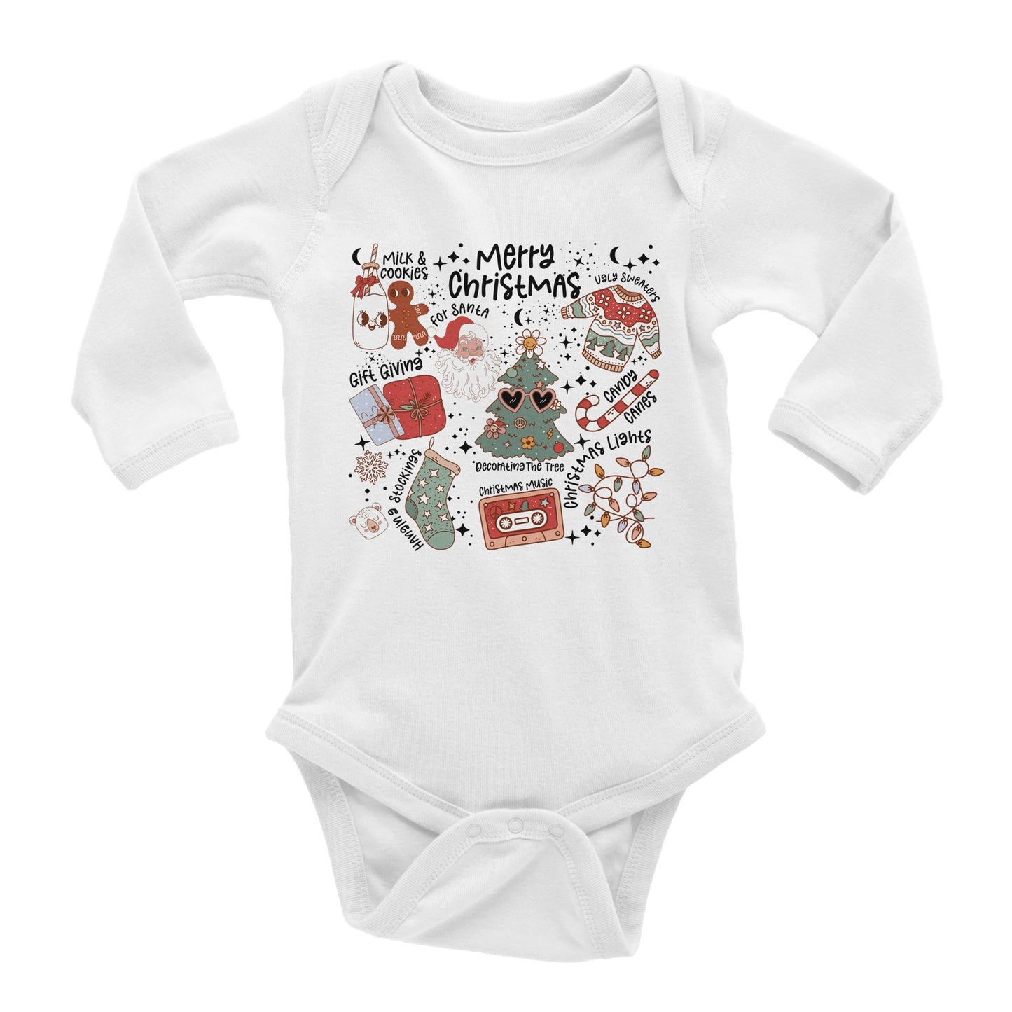 Long-sleeved bodysuit with Christmas motif for baby