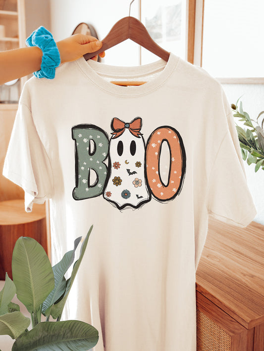 boo halloween t-skjorte natur