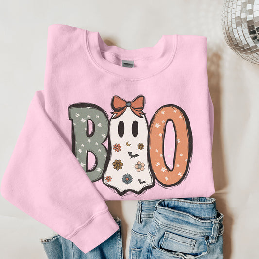 boo pink halloween sweatshirt
