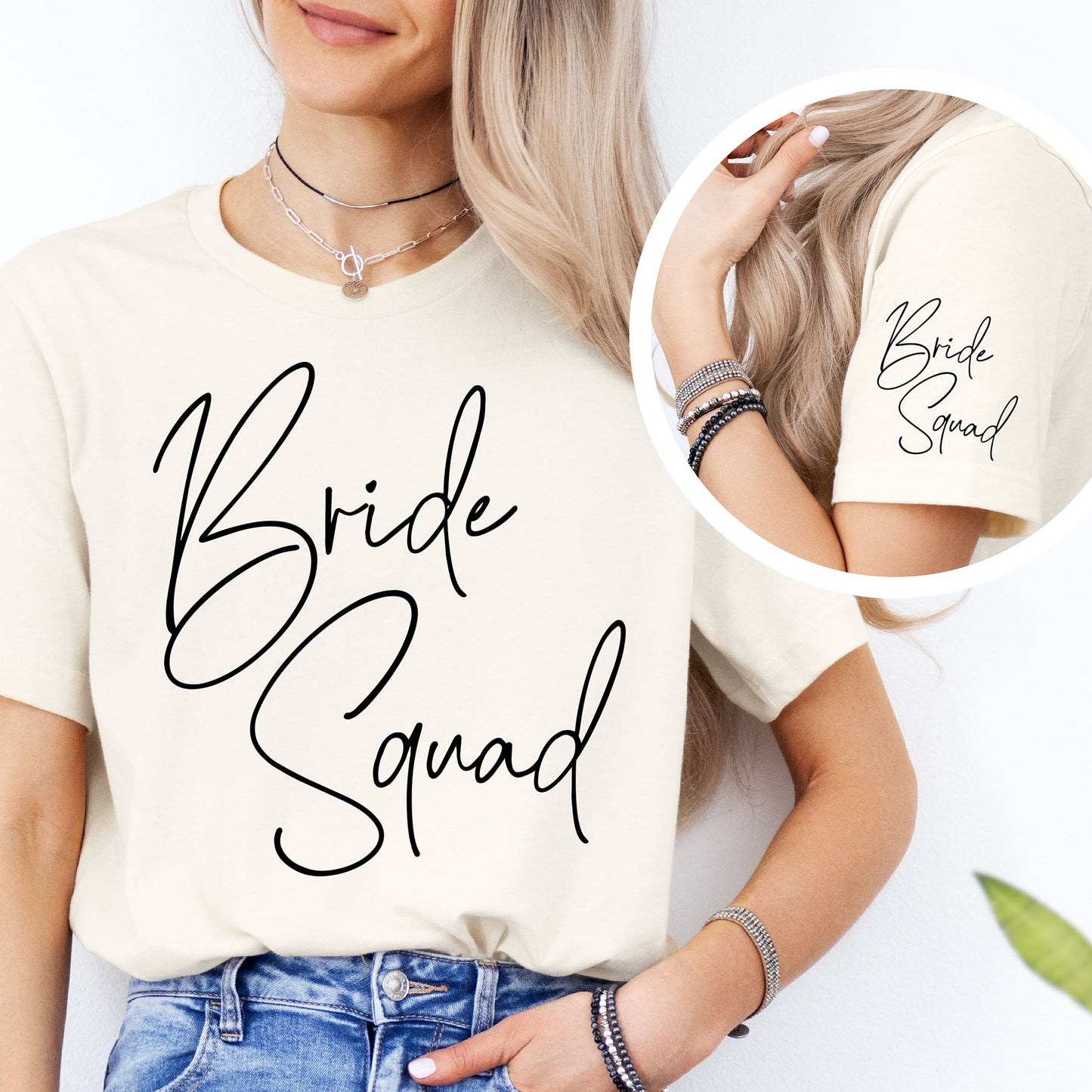 Bride Squad t-skjorte natural til utdrikkingslag