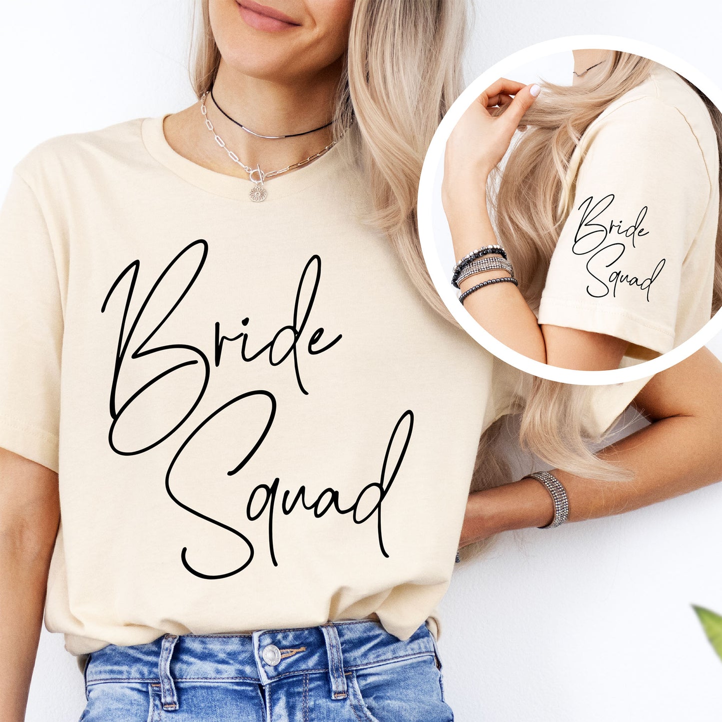 bride squad t-skjorte soft cream