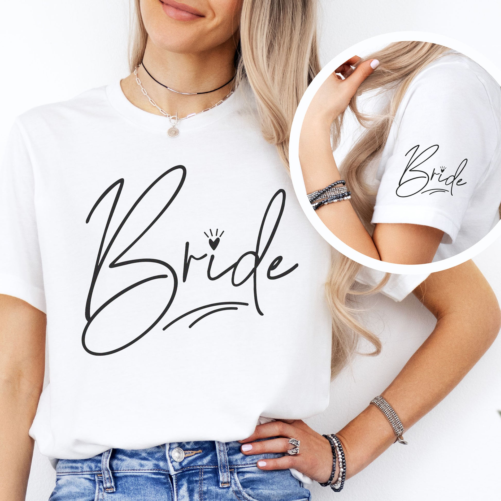 Bride t-skjorte hvit til bryllup