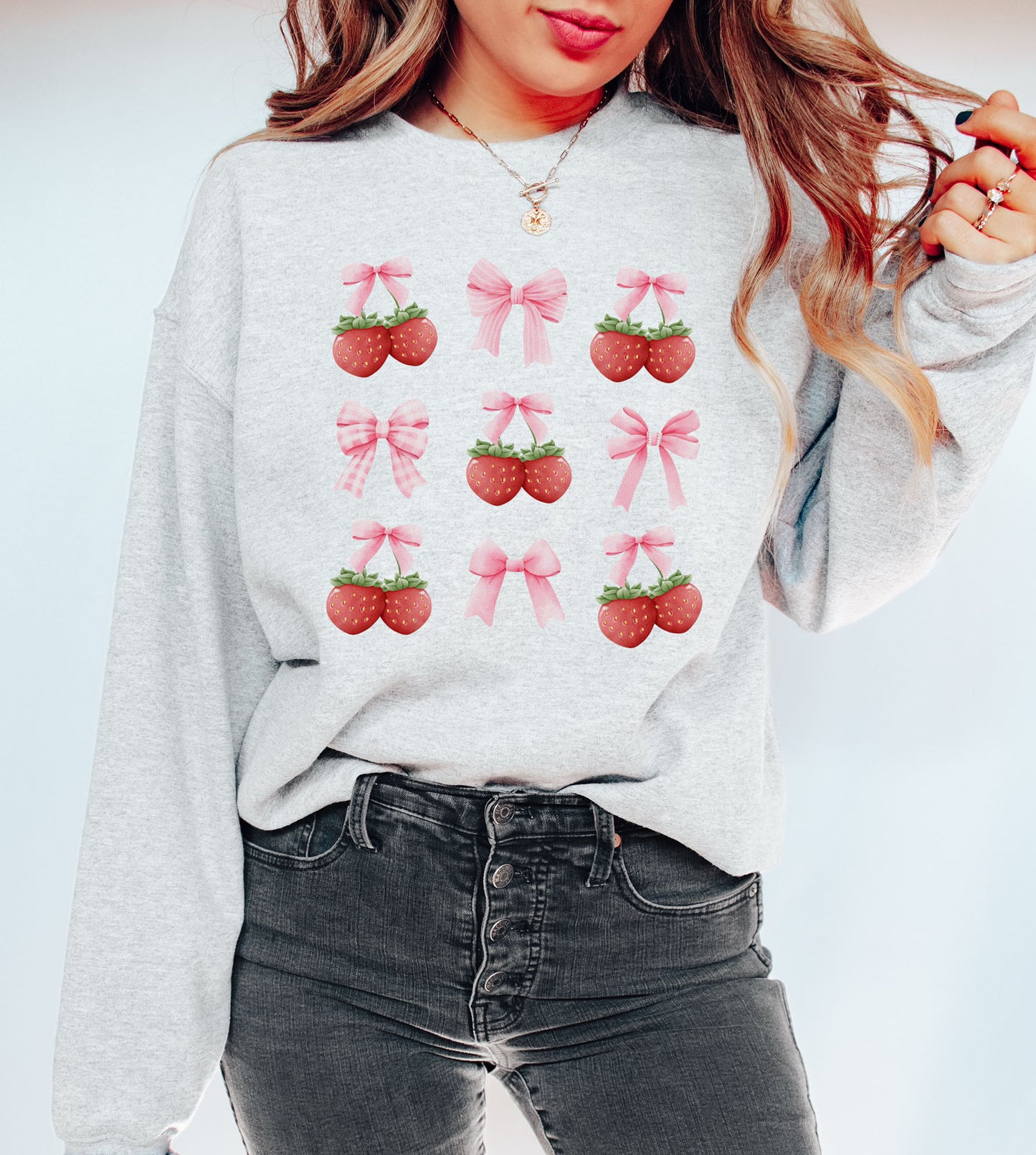 coquette sweatshirt straberries ash