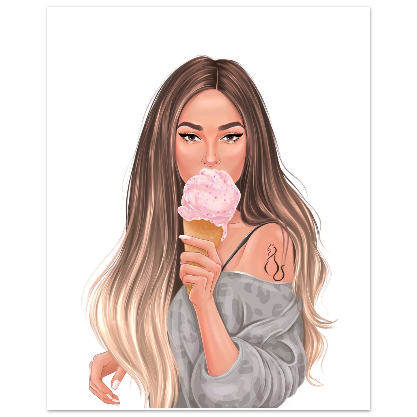 Ice Cream Lady Ombre Hair Plakat