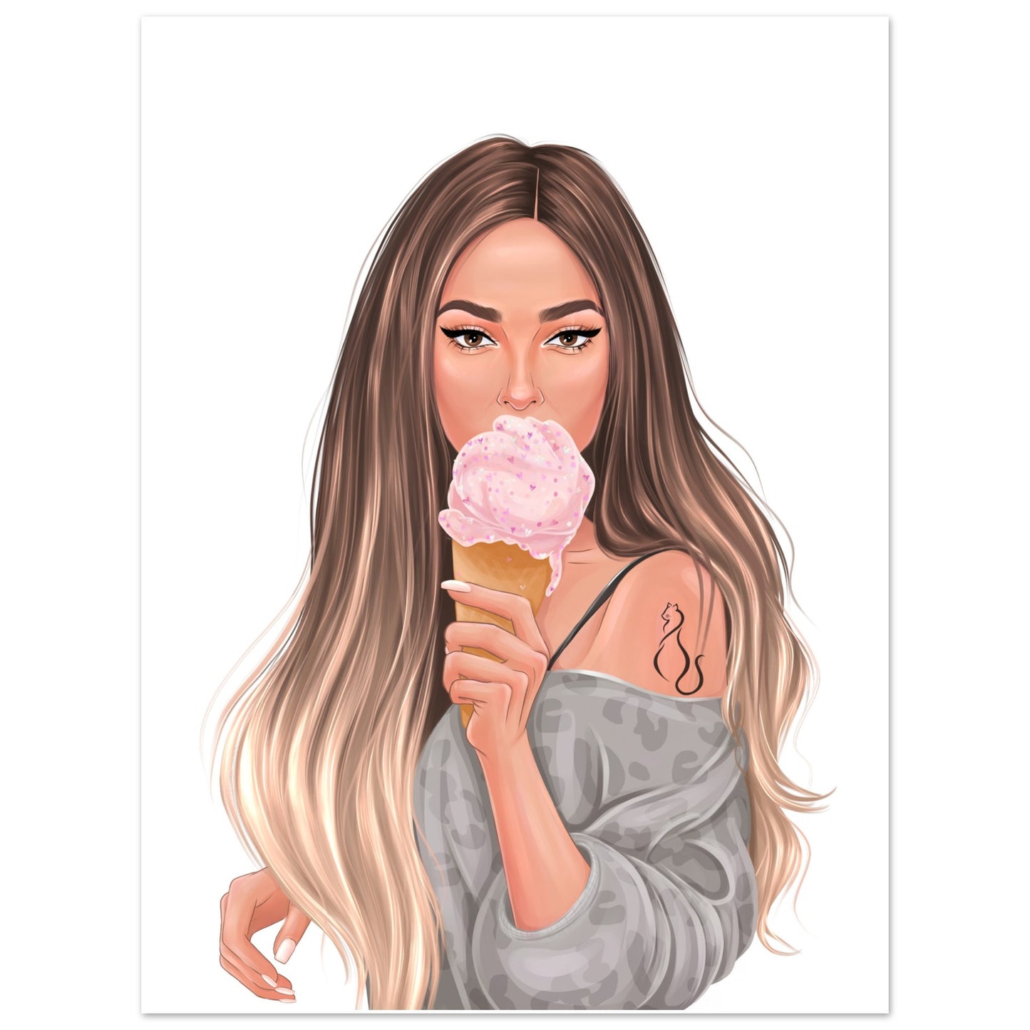 Ice Cream Lady Ombre Hair Plakat