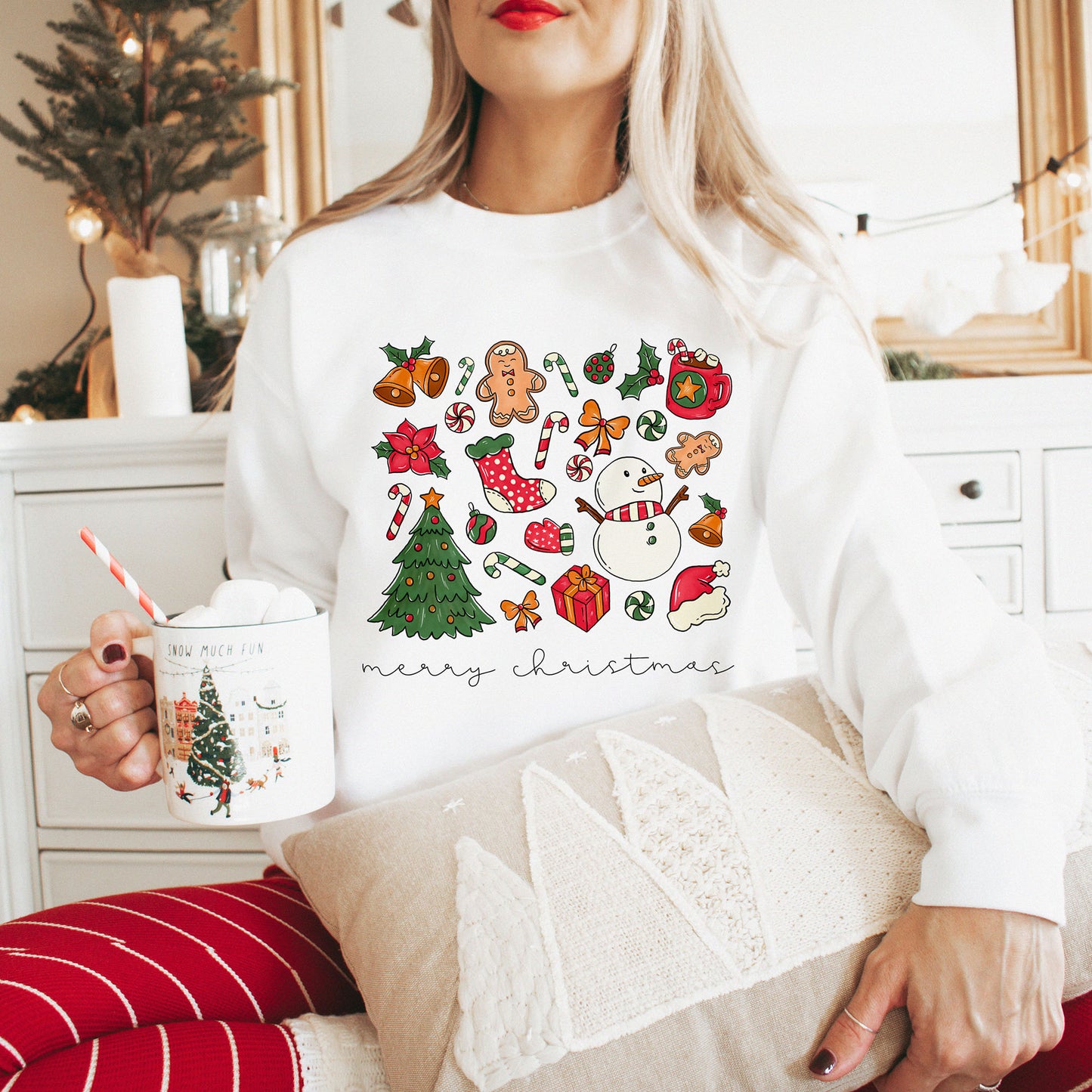 julegenser merry christmas hvit