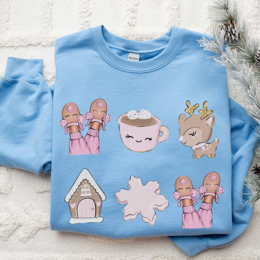 julegenser pink christmas - carolina blue