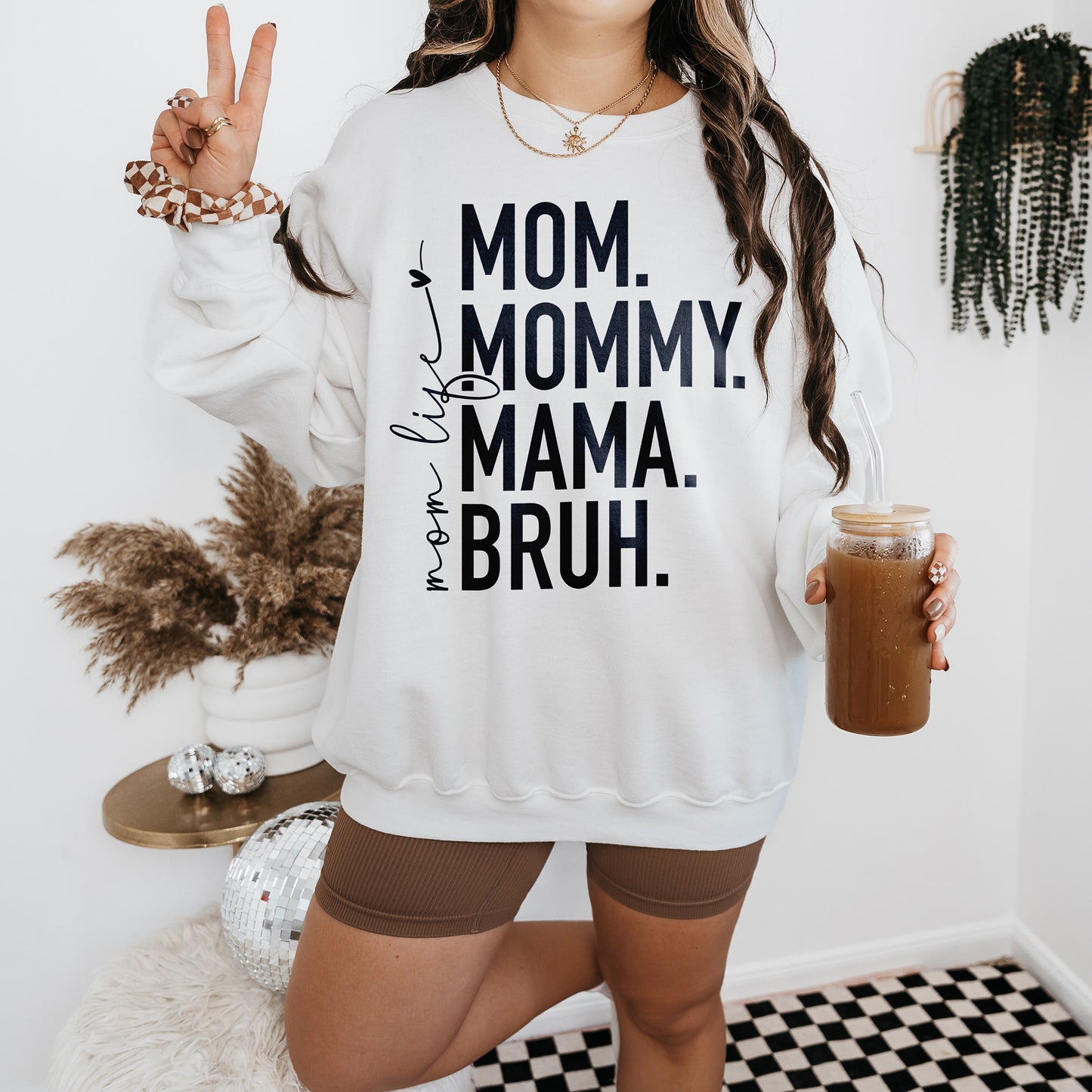 mom bruh sweatshirt white