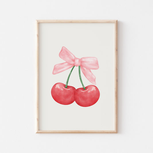 pink bow cherry plakat i Coquette stil