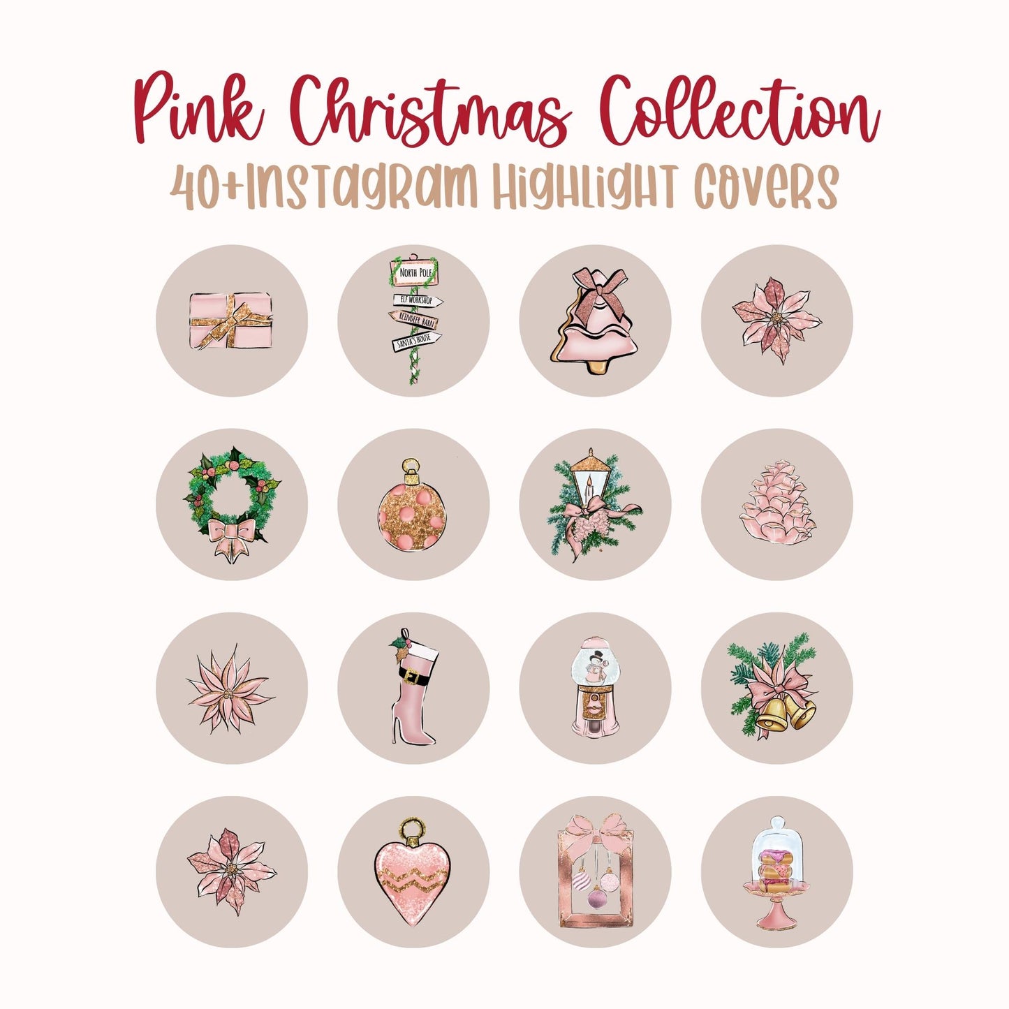Instagram Story Highlight Icons Pink Christmas