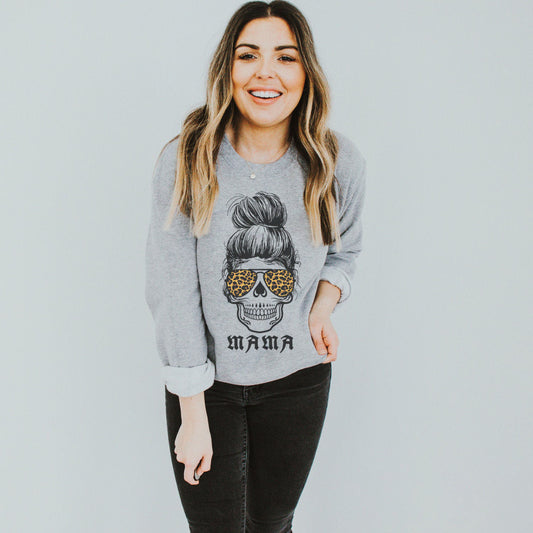 Messy Bun Mama Skull Sweatshirt
