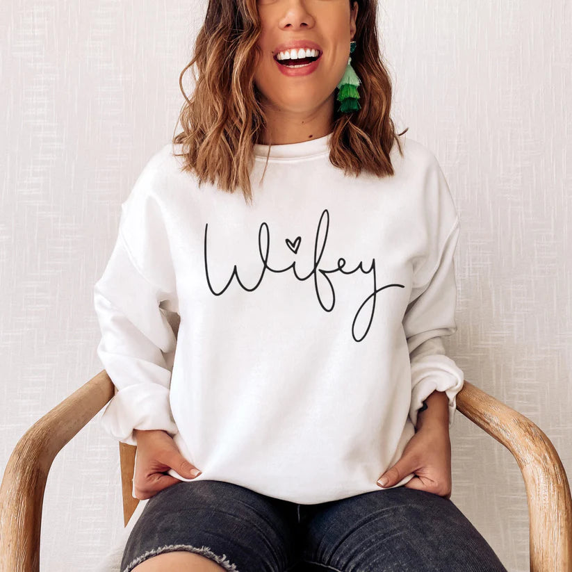 wifey sweatshirt hvit genser