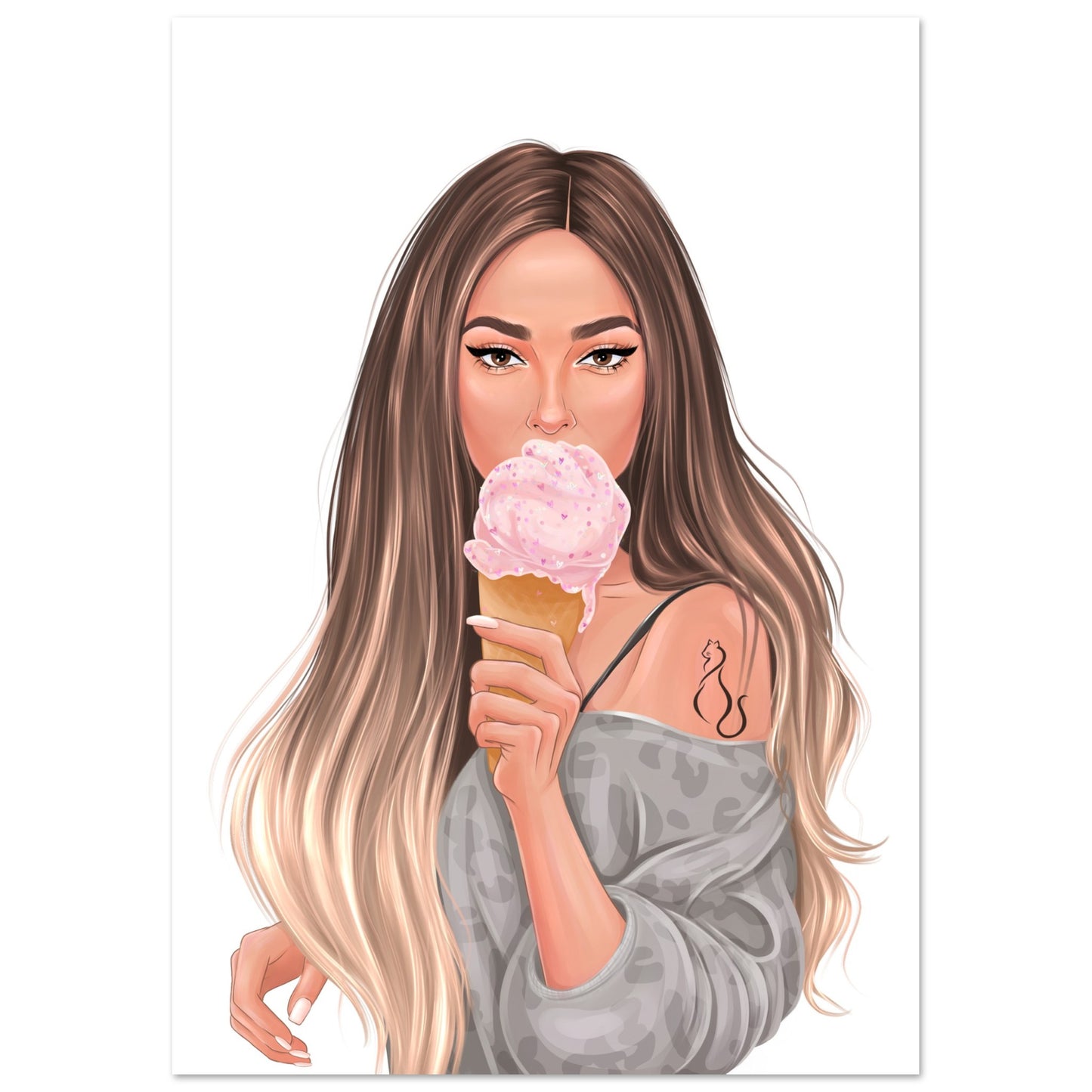 Ice Cream Lady Ombre Hair Plakat