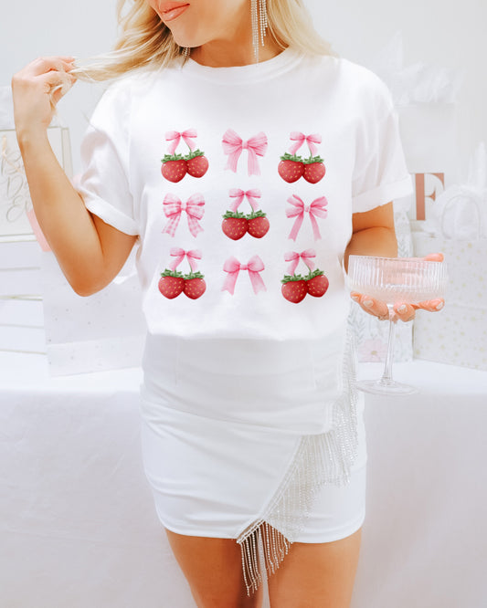coquette t-skjorte strawberries white