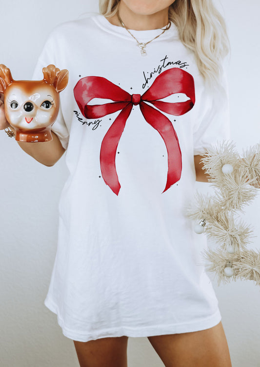 Coquette Merry Christmas Bow T-skjorte