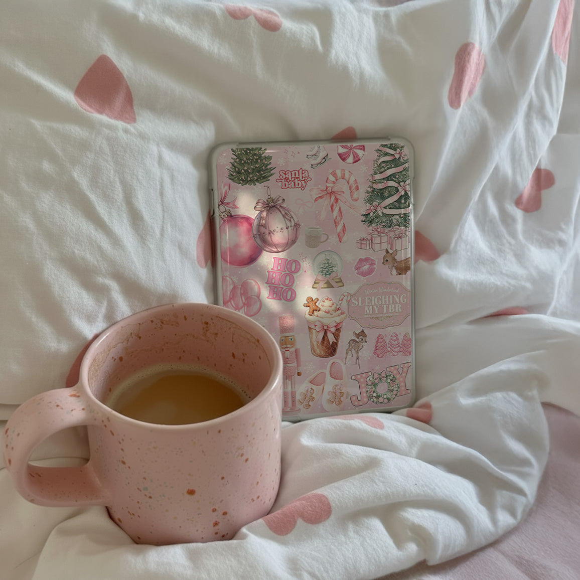 Pink christmas kindle insert with gingerbread stickers