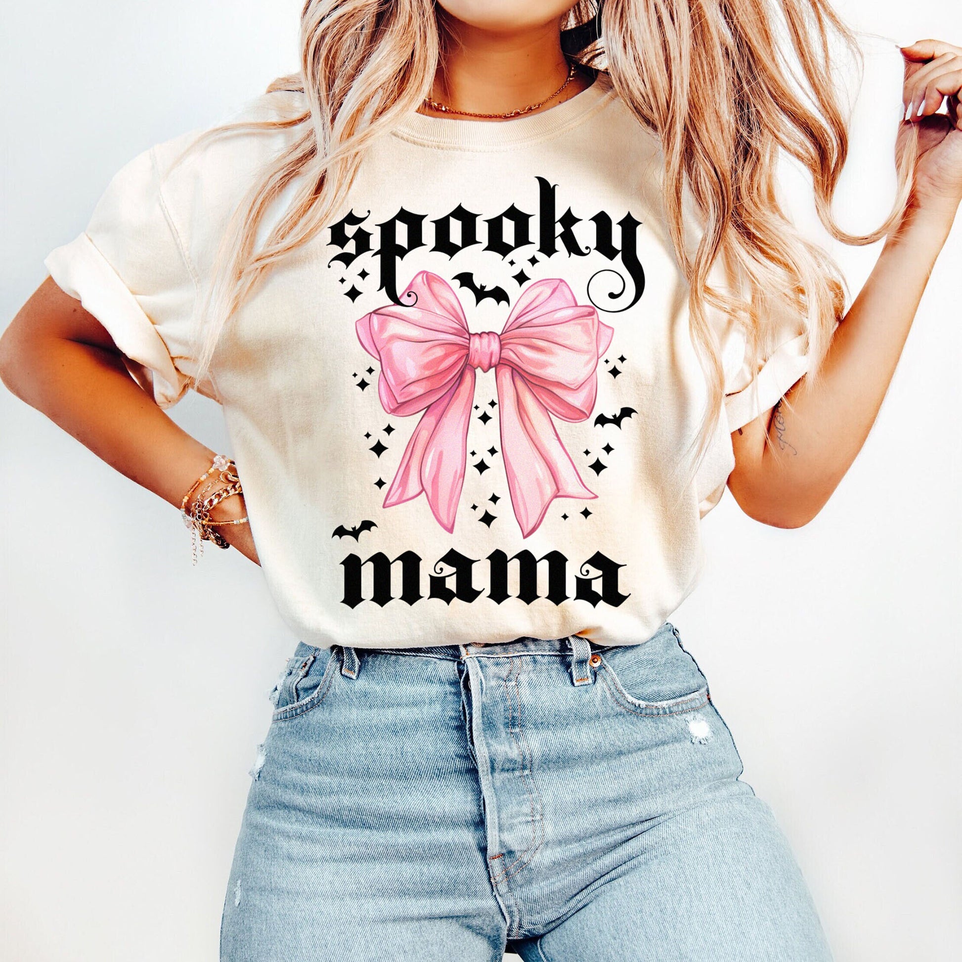 spooky mama halloween coquette t-skjorte