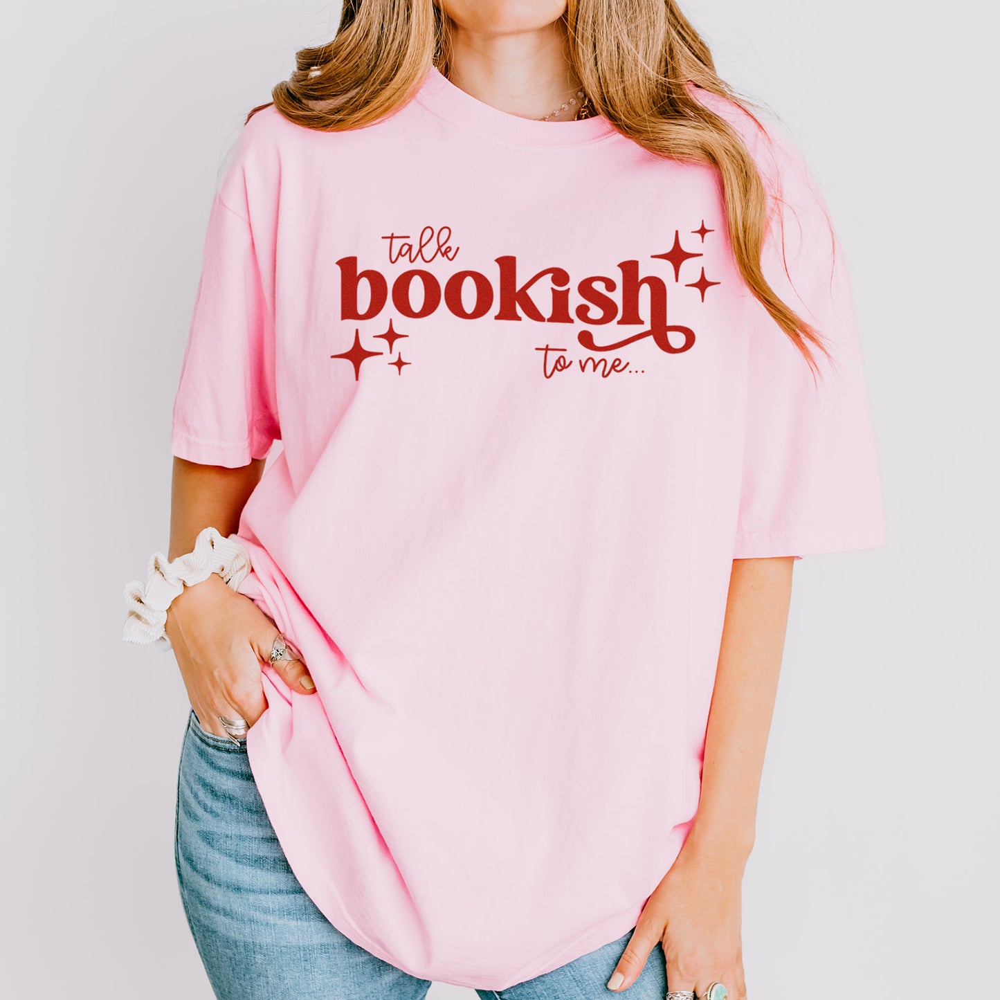 talk bookish to me t-skjorte soft pink