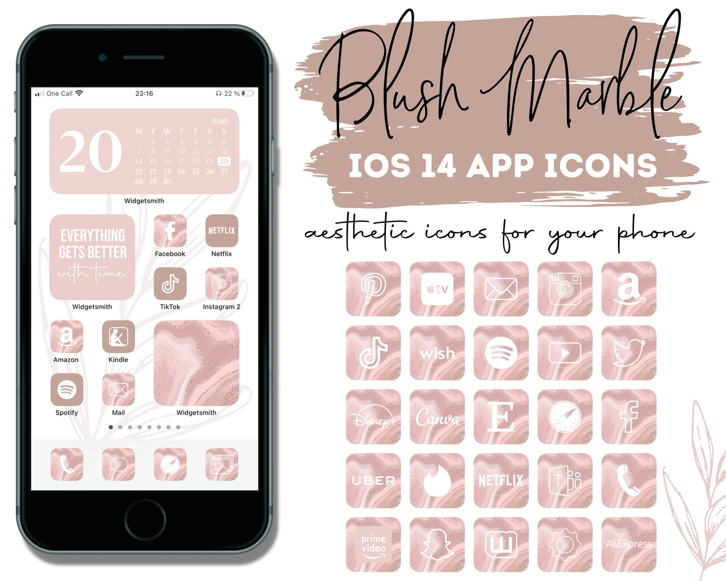 App Icons IOS Blush Marble